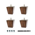 Architectural Products By Outwater 4 in x 4 in Stained Cherry Hardwood Square Bun Foot, 4 Pack w/ 4 Free Insert Nuts and Drill Bit 3P5.11.00107
